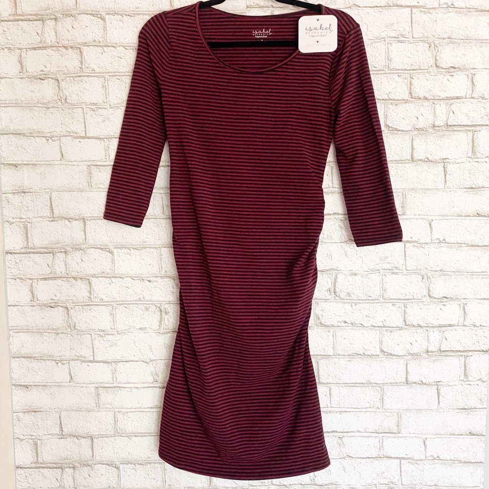NWT Isabel Striped 3/4 Sleeve Maternity Dress - Picture 1 of 4
